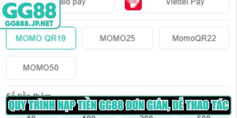 Quy trình nạp tiền GG88 đơn giản, dễ thao tác
